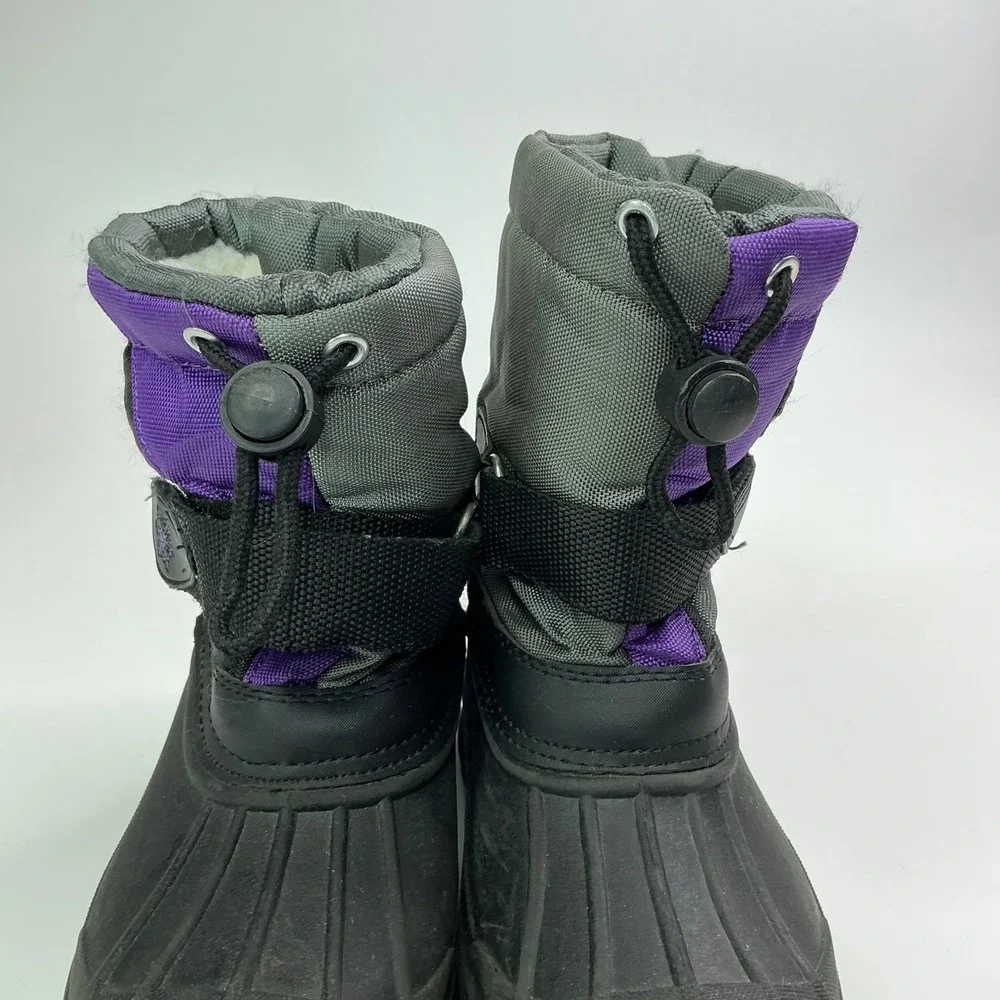 Black Gray Purple Snow Boots Kids Size 10 Waterproof Winter B84143I